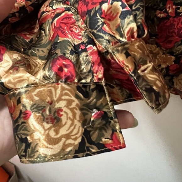 Vintage Notations 80s Womens Red Floral Satin Long Sleeve Blouse Mock Neck Sz 10 - Picture 5 of 7
